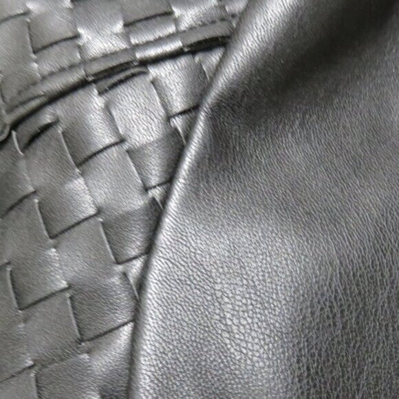 Colleen Lopez Woven Vegan Leather Jacket in Black Size Large - Picture 5 of 8